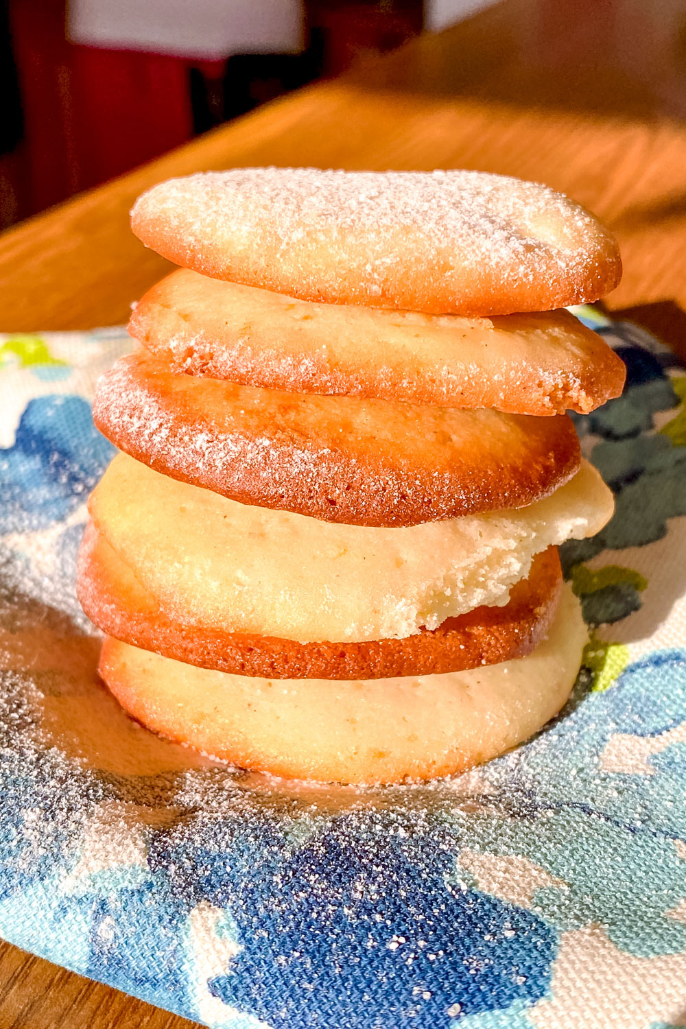 Lemon cream cheese cookies stacked