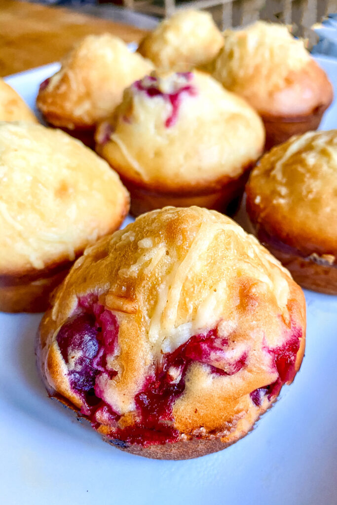 cranberry muffins on a plate stacked2
