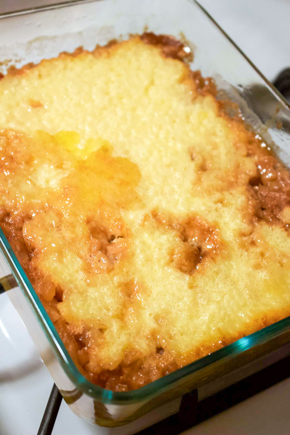 Baked Apple Rice Pudding in a baking tray.