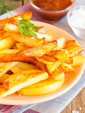 Homemade French Fries on white plate