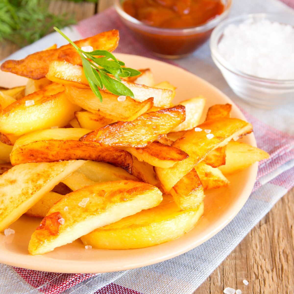 Homemade French Fries on white plate