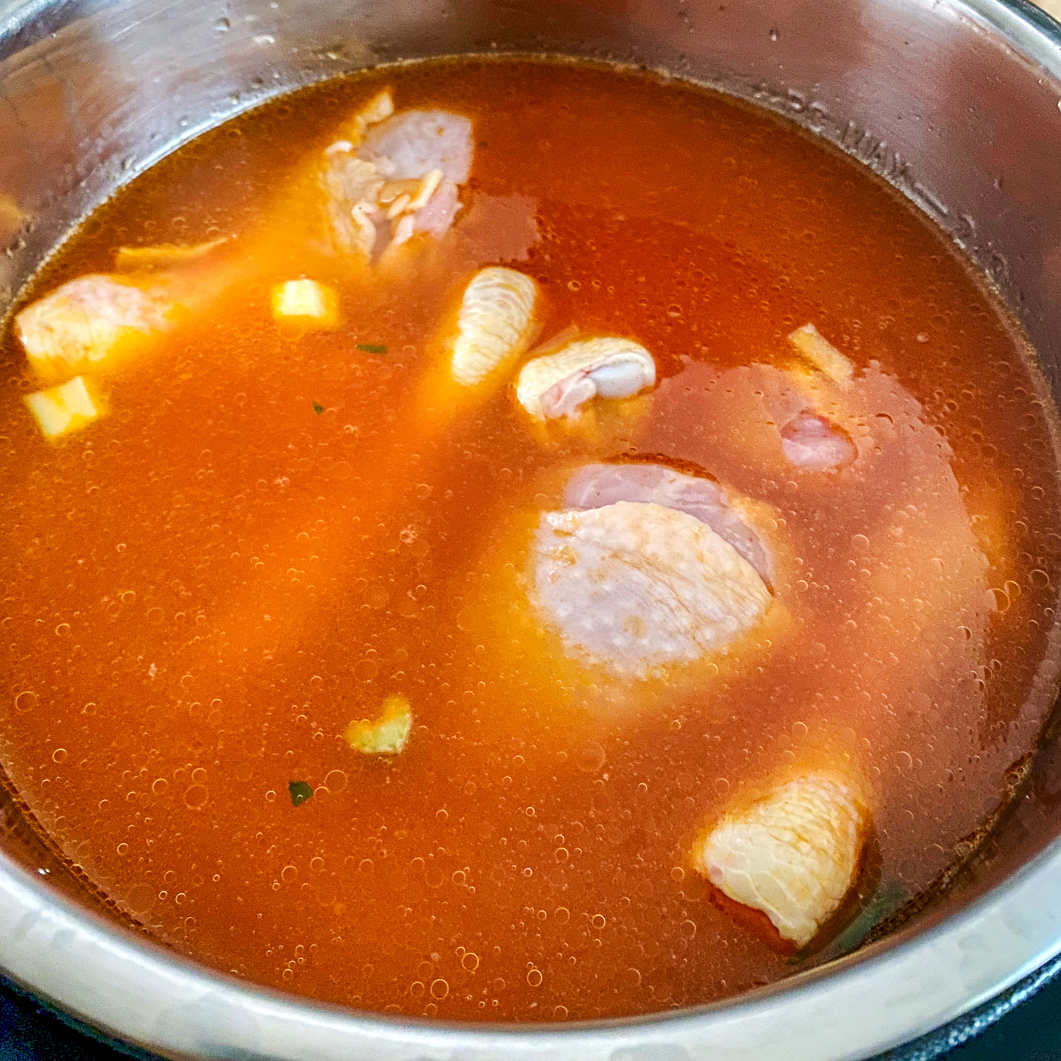 Caldo de Pollo ready for cooking0