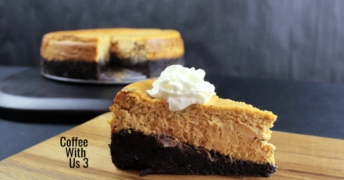 Dark Chocolate Brownie Pumpkin Cheesecake fb