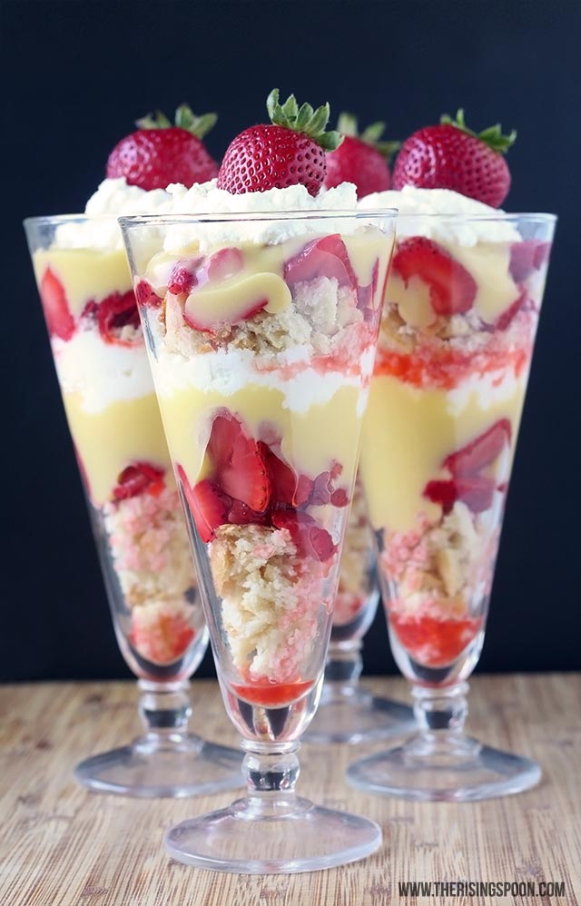 strawberry shortcake and lemon curd parfait dessert