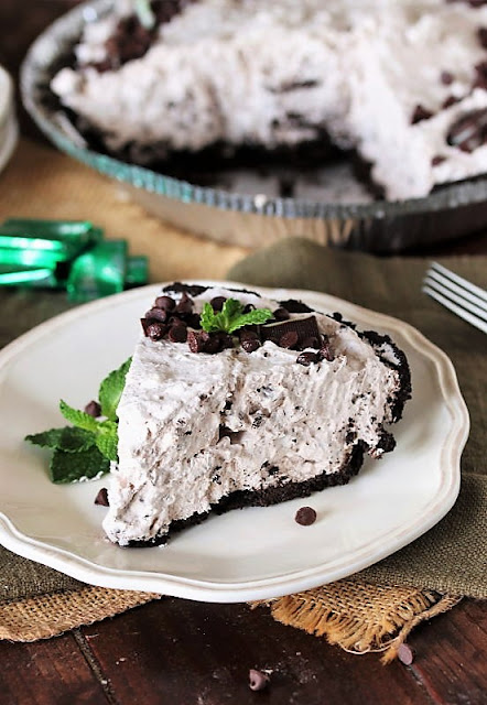 No Bake Mint Chocolate Chip Pie Slice Image2B1