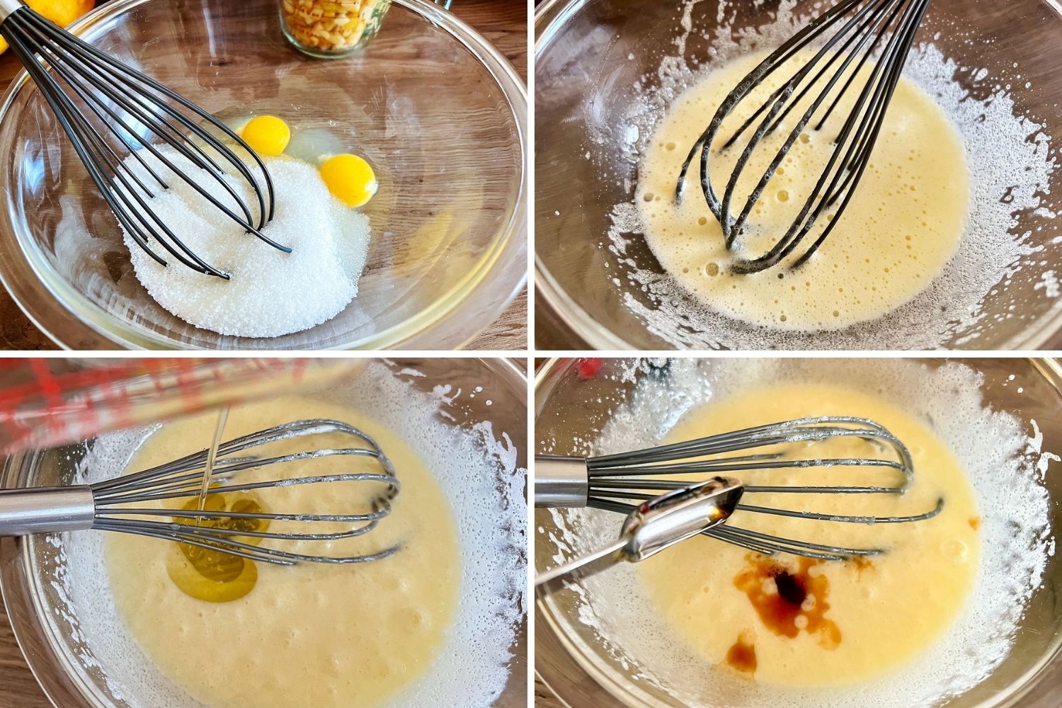 Mixing wet ingredients for the apple cake bars