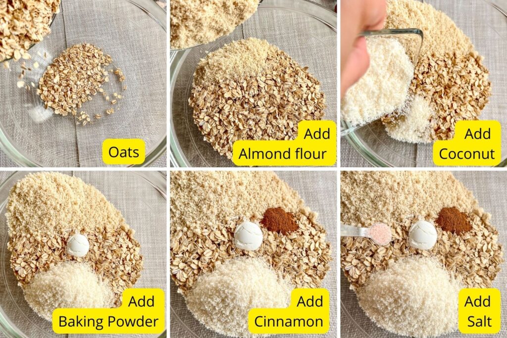 Dry Ingredients for Oatmeal Banana Almond Cookies