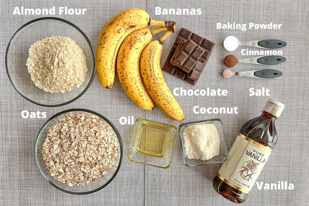 Ingredients for Oatmeal Banana Almond Cookies