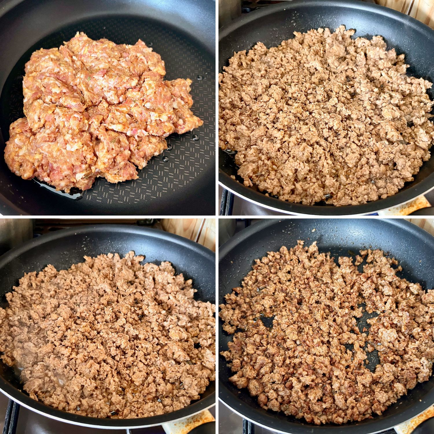 Cooking the Mexican chorizo for Tinga Poblana