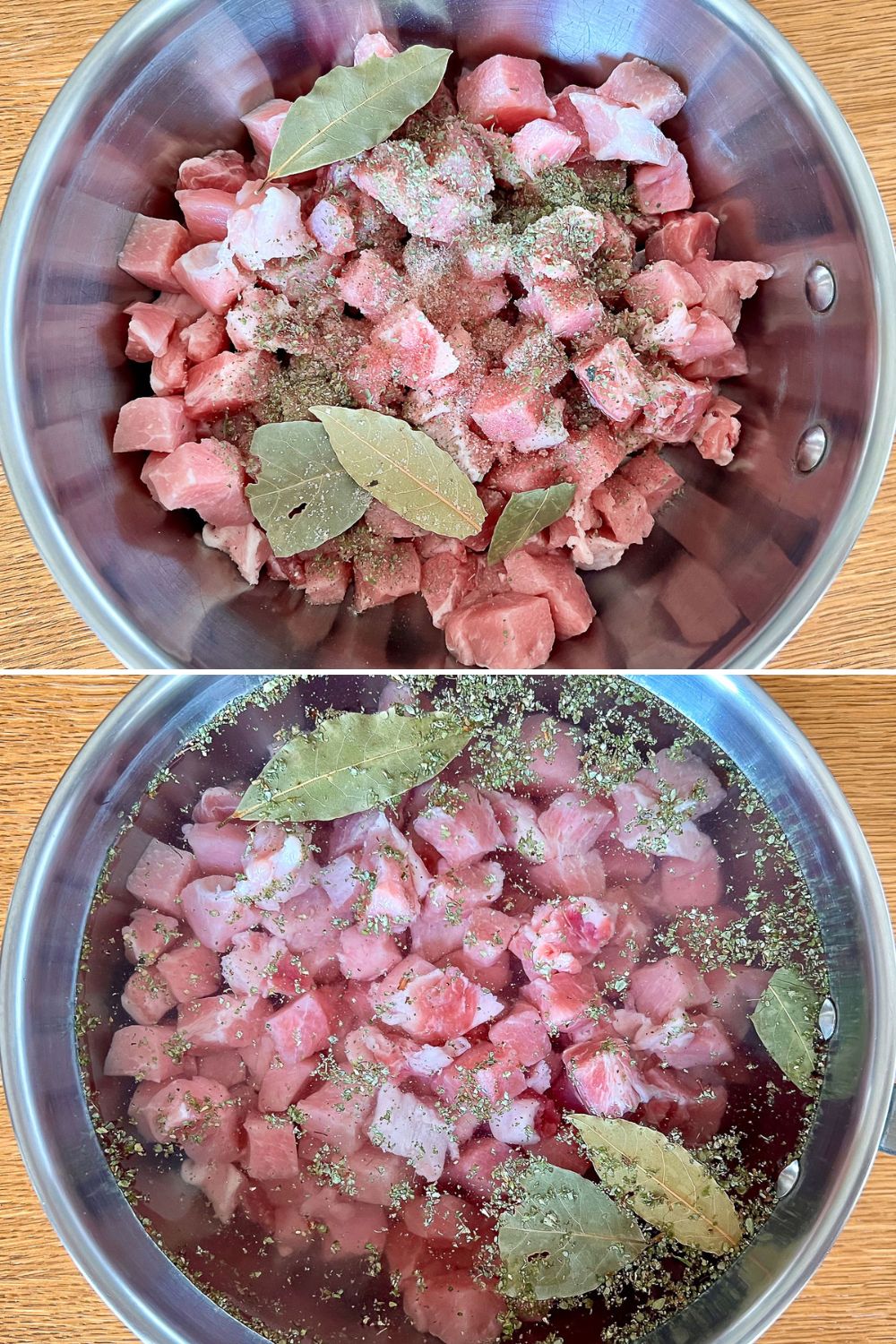 Cubed pork prepared for cooking - Tinga Poblana recipe