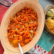 Roasted Sweet Potatoes With Cinnamon with spoon featured image.