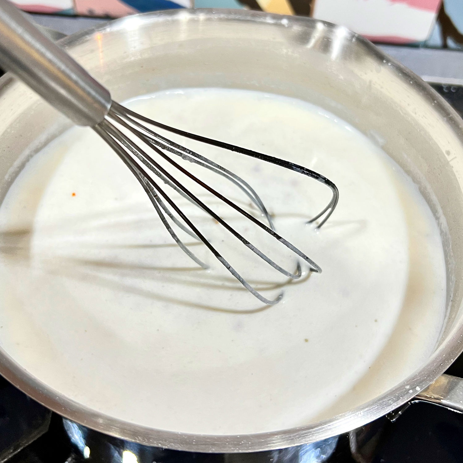 Pasta sauce- milk and flour cooking together.