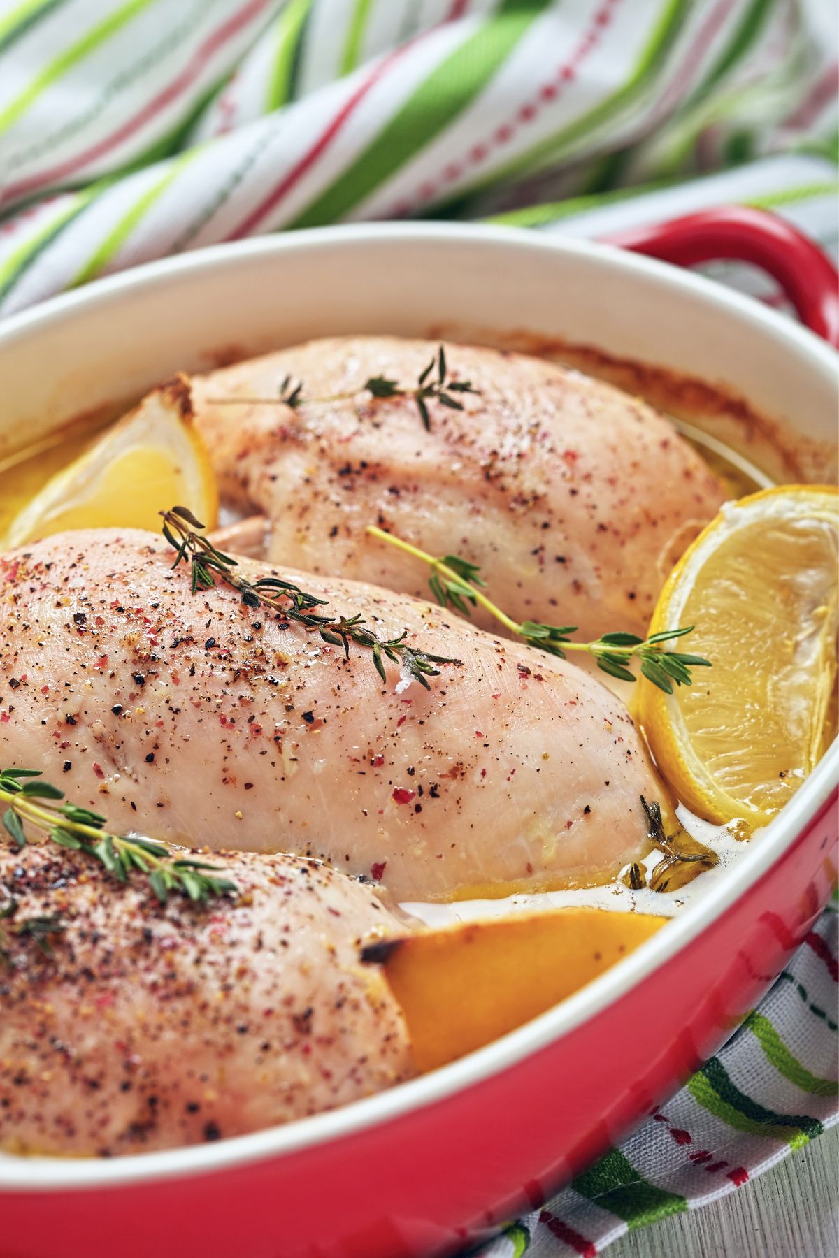 Bone in Chicken Breast in a baking dish