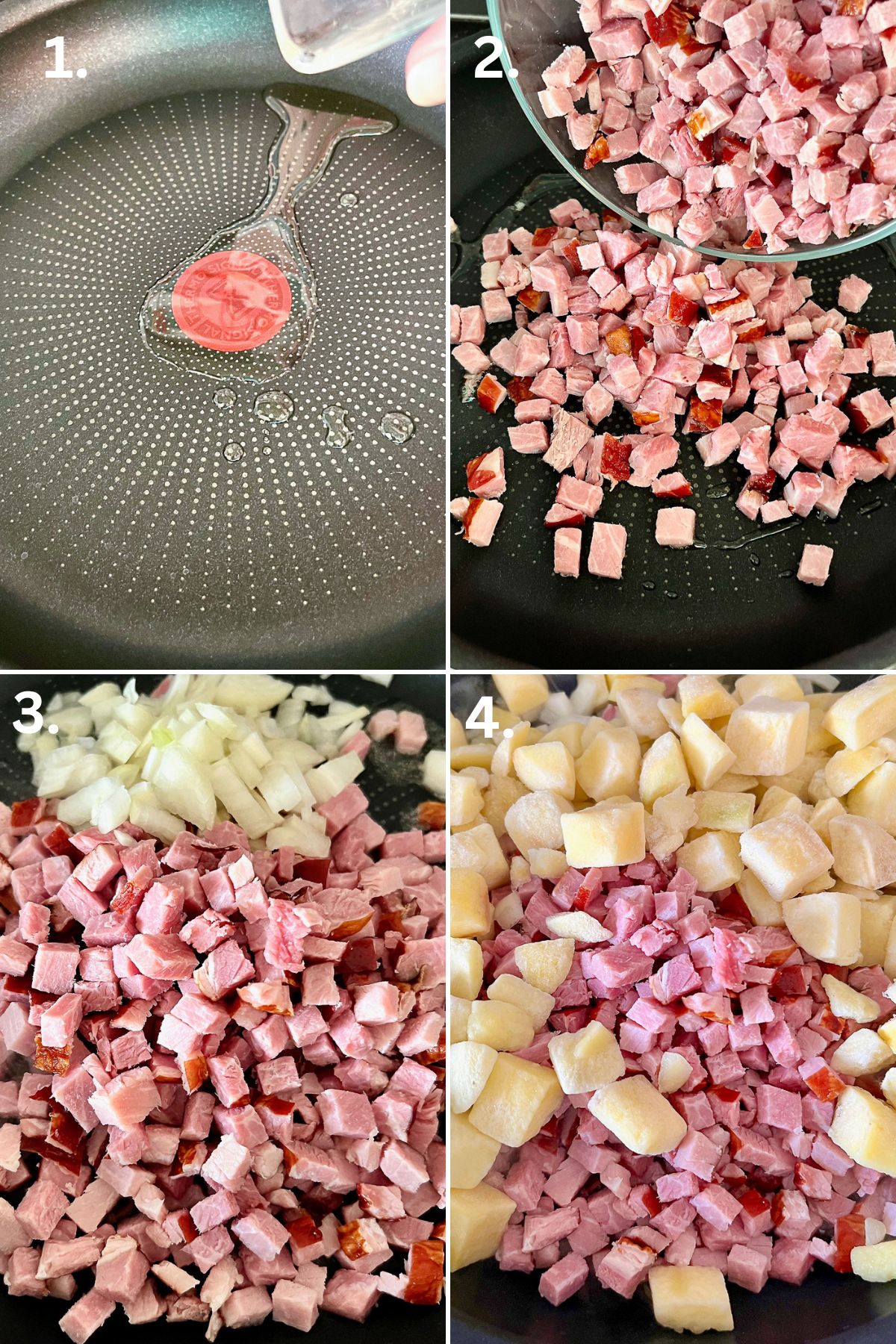 Steps to cook the ham with potatoes