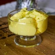 Mango Ice Cream in a glass bowl.