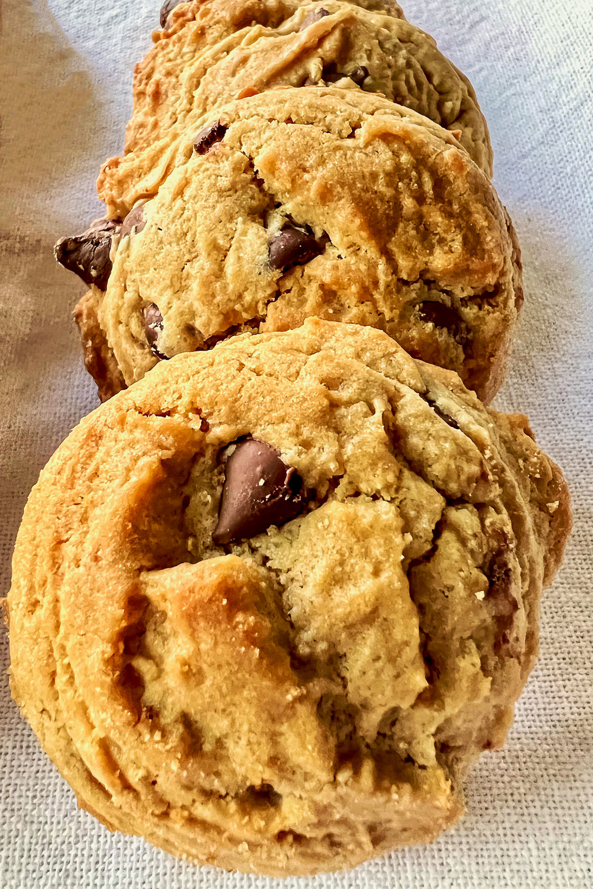Ghirardelli chocolate chip cookies close up0