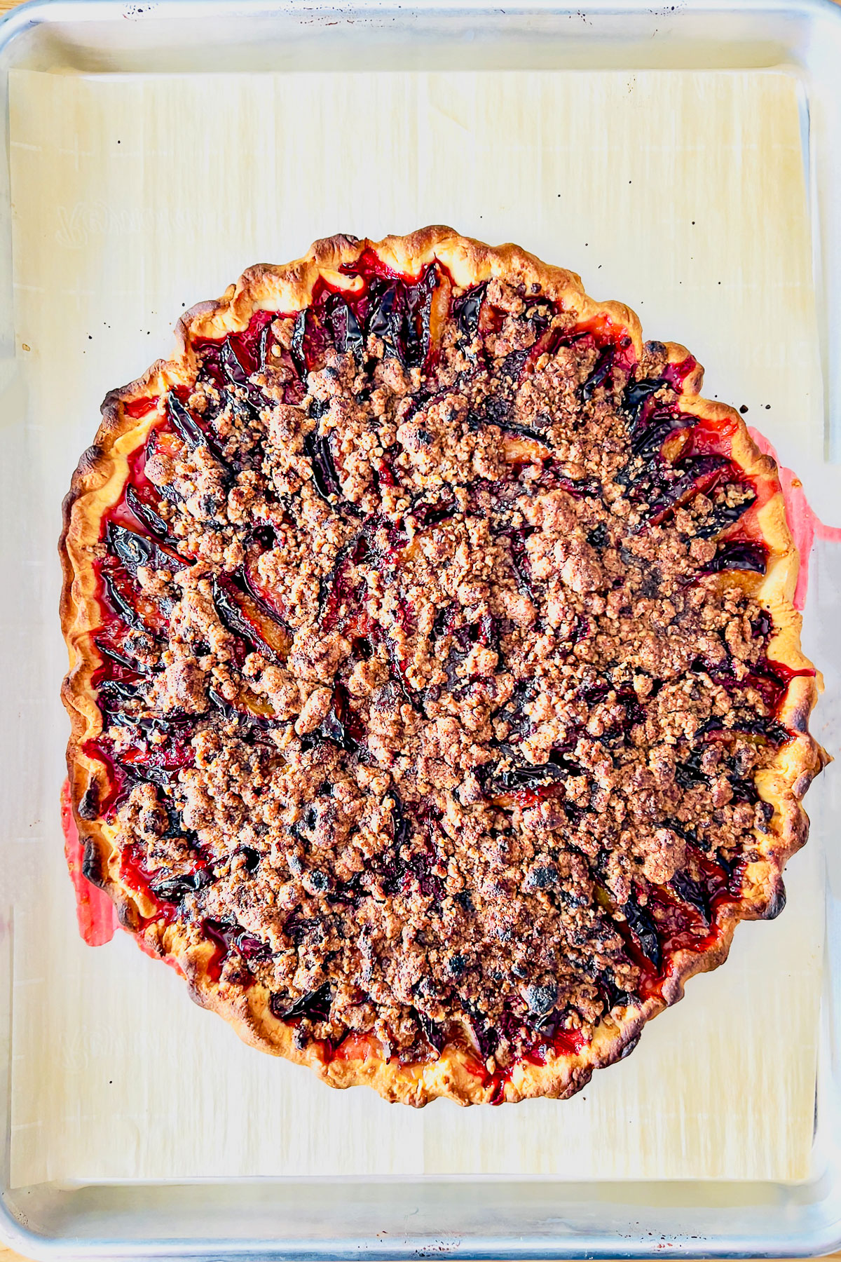 Baked Spiced Plum Crumble Tart