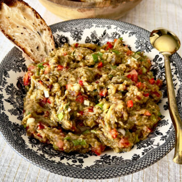 Mediterranean Roasted Eggplant Salad square image.