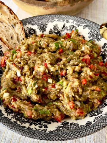 Mediterranean Roasted Eggplant Salad square image.