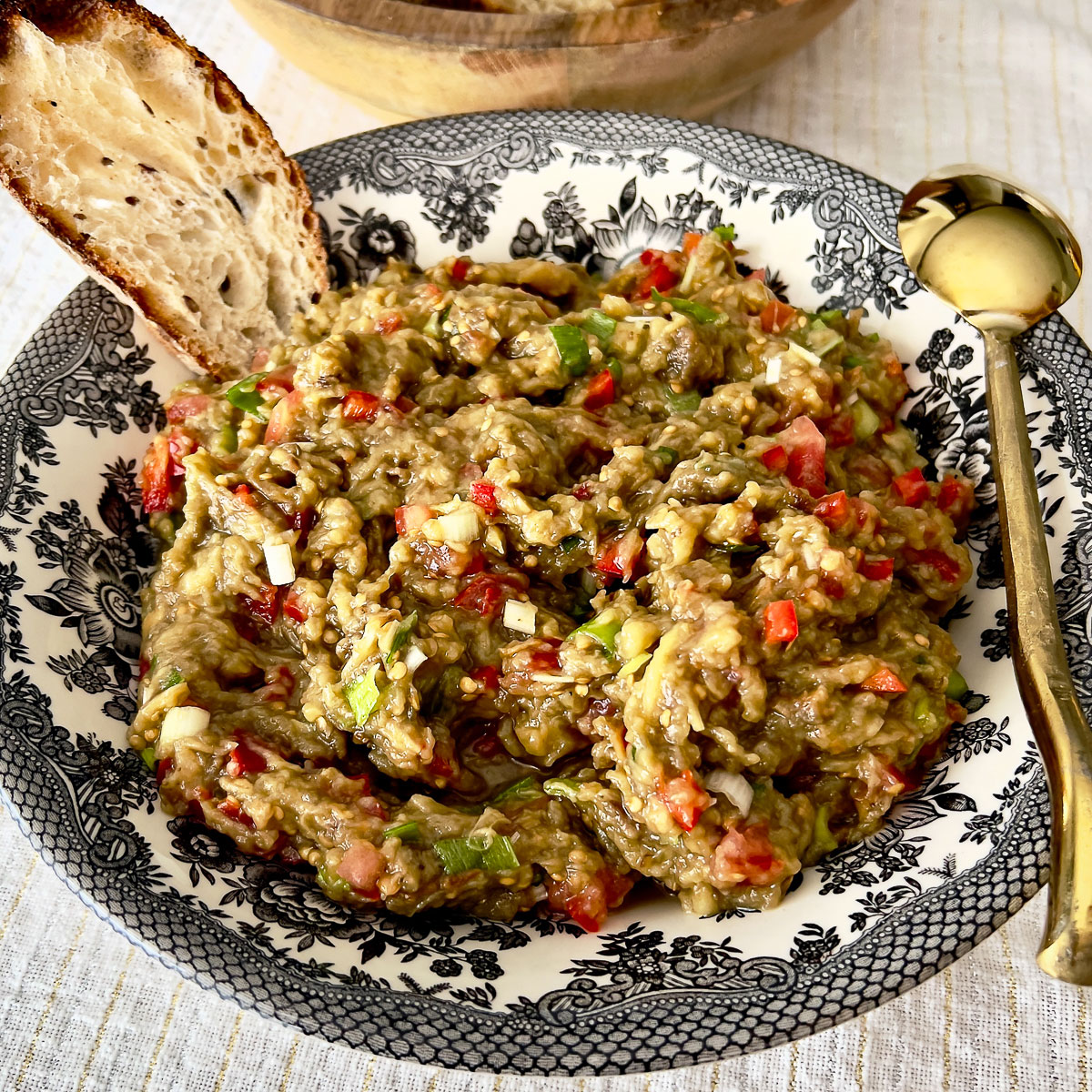 Mediterranean Roasted Eggplant Salad square image.