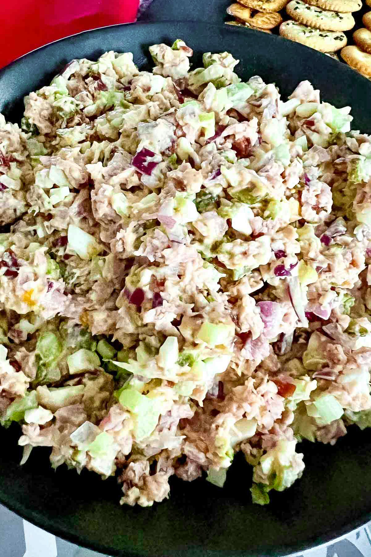Ham Salad in a black bowl0