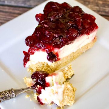 Philadelphia No Bake Cream Cheese slice on a white plate.