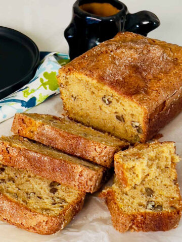 Sliced Friendship Bread with vanilla pudding and no starter.