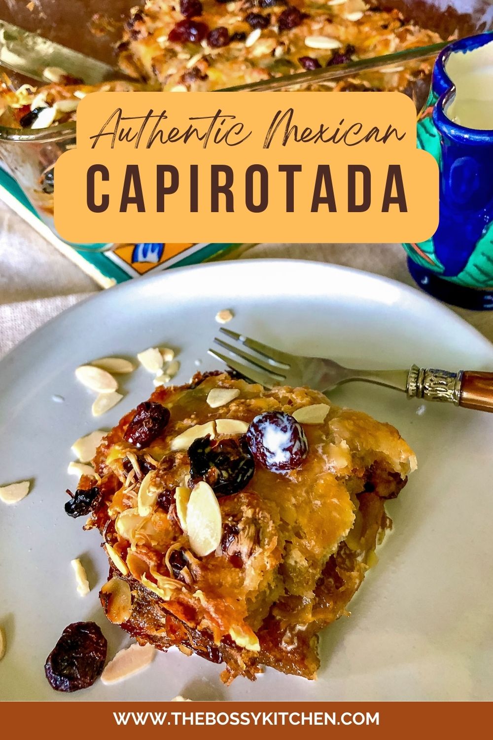 Pinterest image for Capirotada recipe.