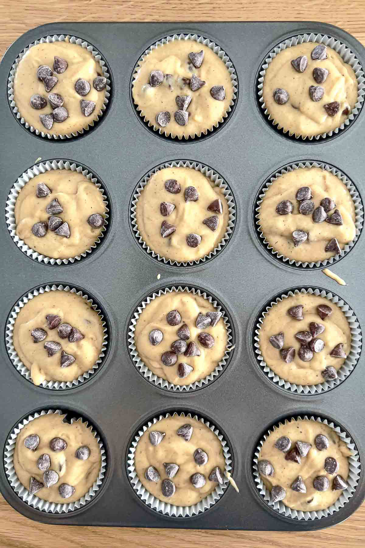 Muffin batter ready for baking.