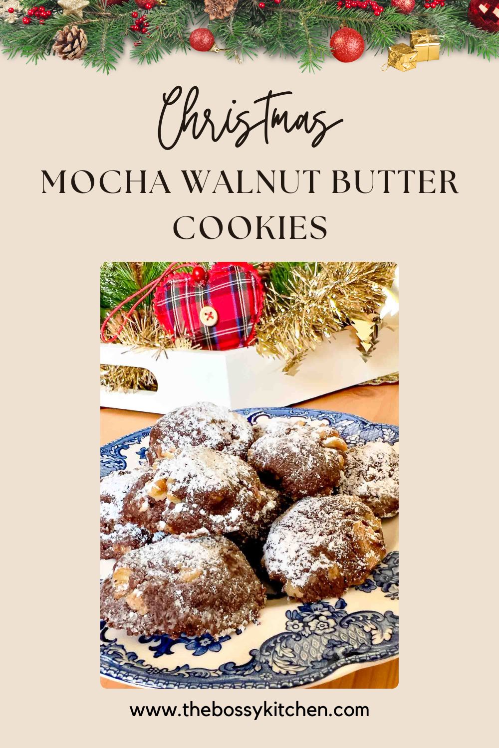 Mocha Walnut Butter Cookies Pinterest Pin.