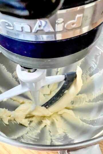 Mixing butter in a Kitchenaid mixer.
