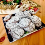 Spicy molasses cookies on a platter.