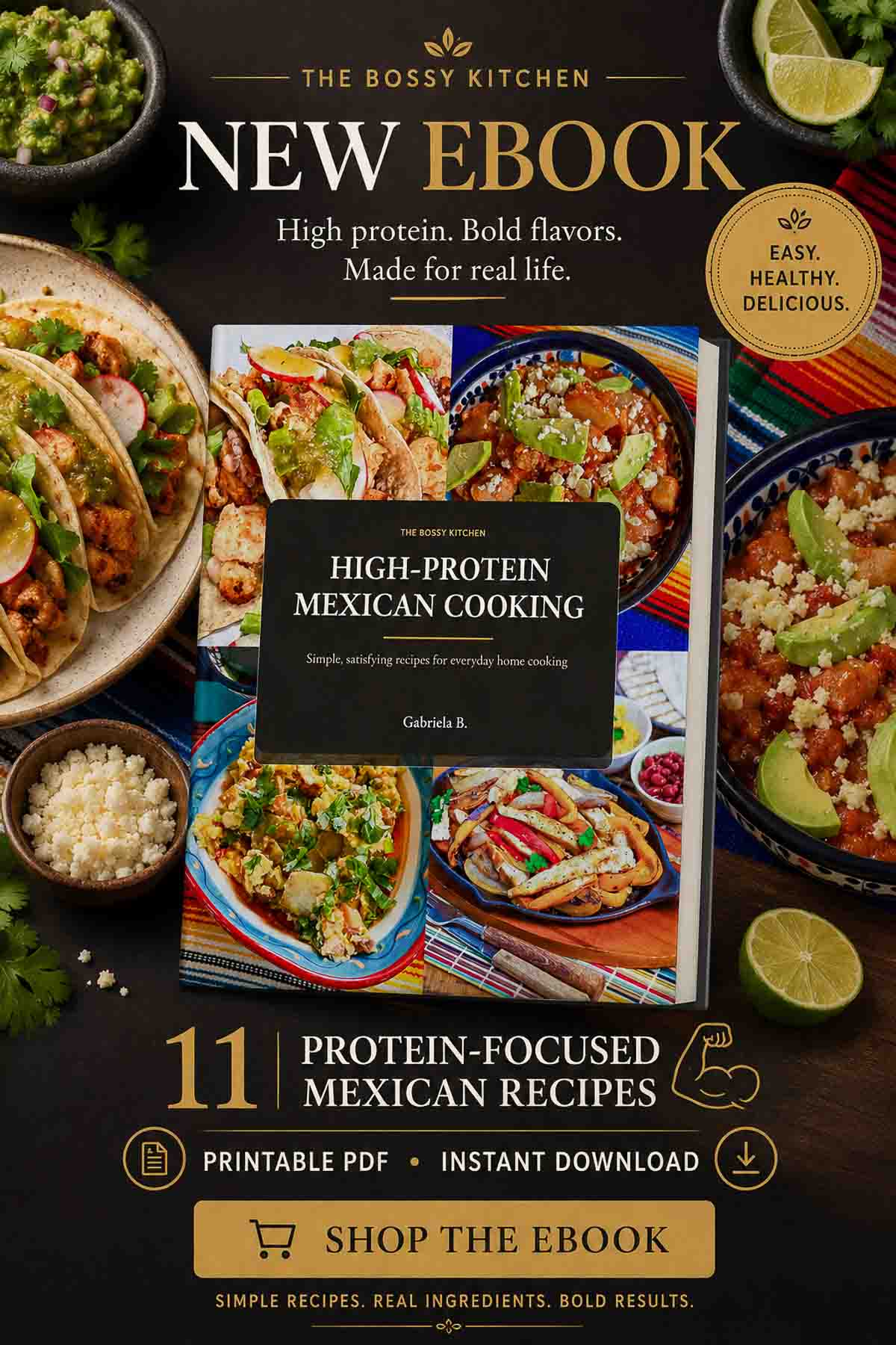High Protein MExican cookbook collage.