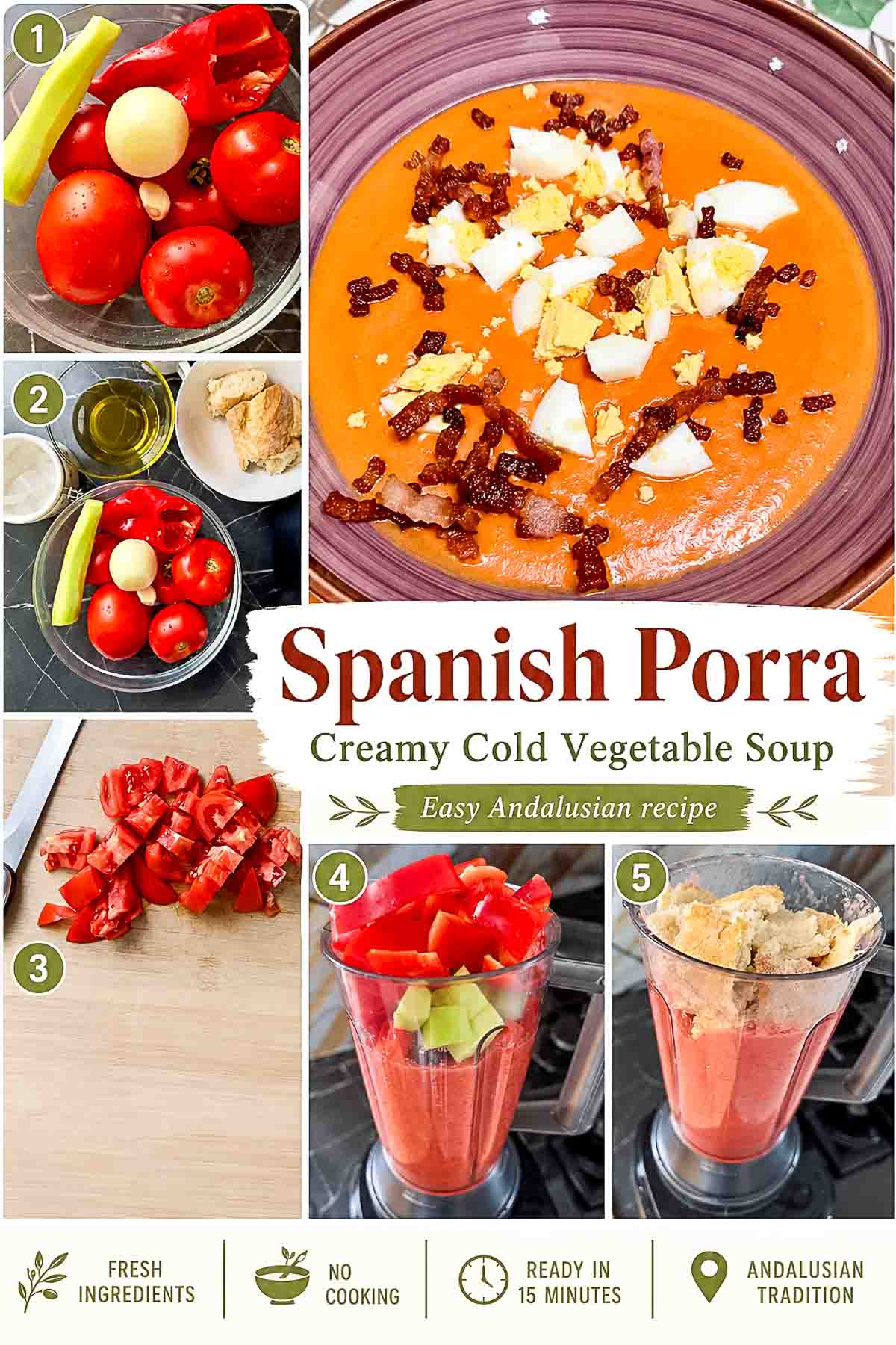 Spanish Porra Cold Soup Pinterest Collage.