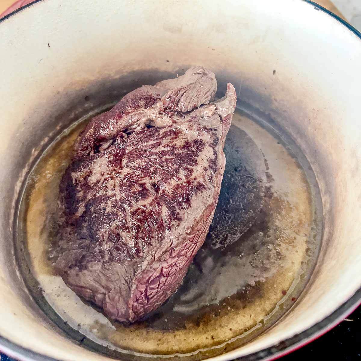 Browned Beef in the Dutch Oven.