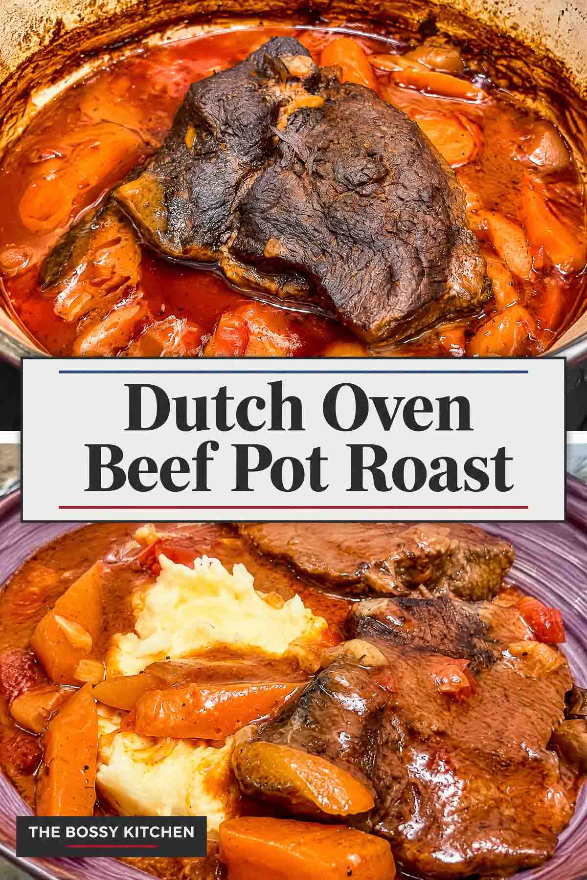 Dutch Oven Beef Pot Roast ready for serving.