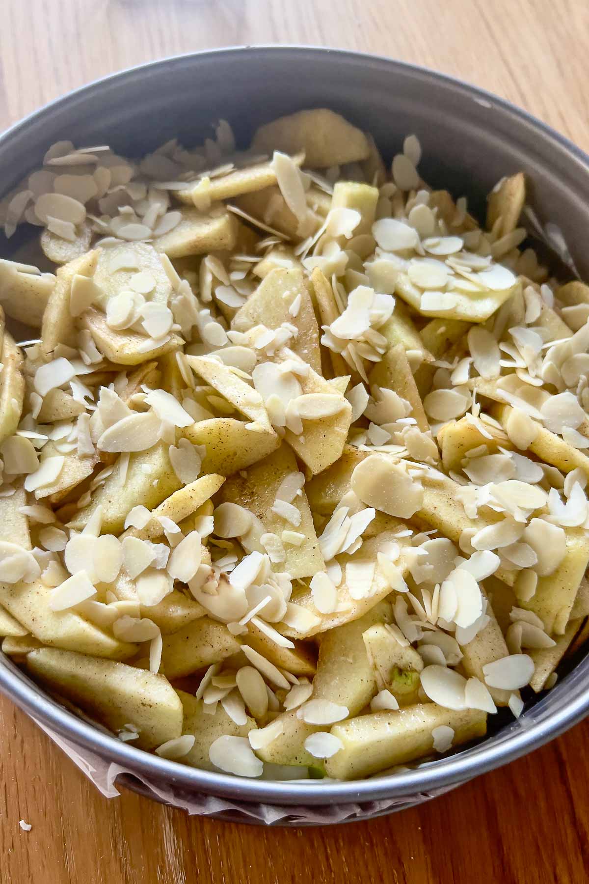 Bavarian apple torte ready for baking.