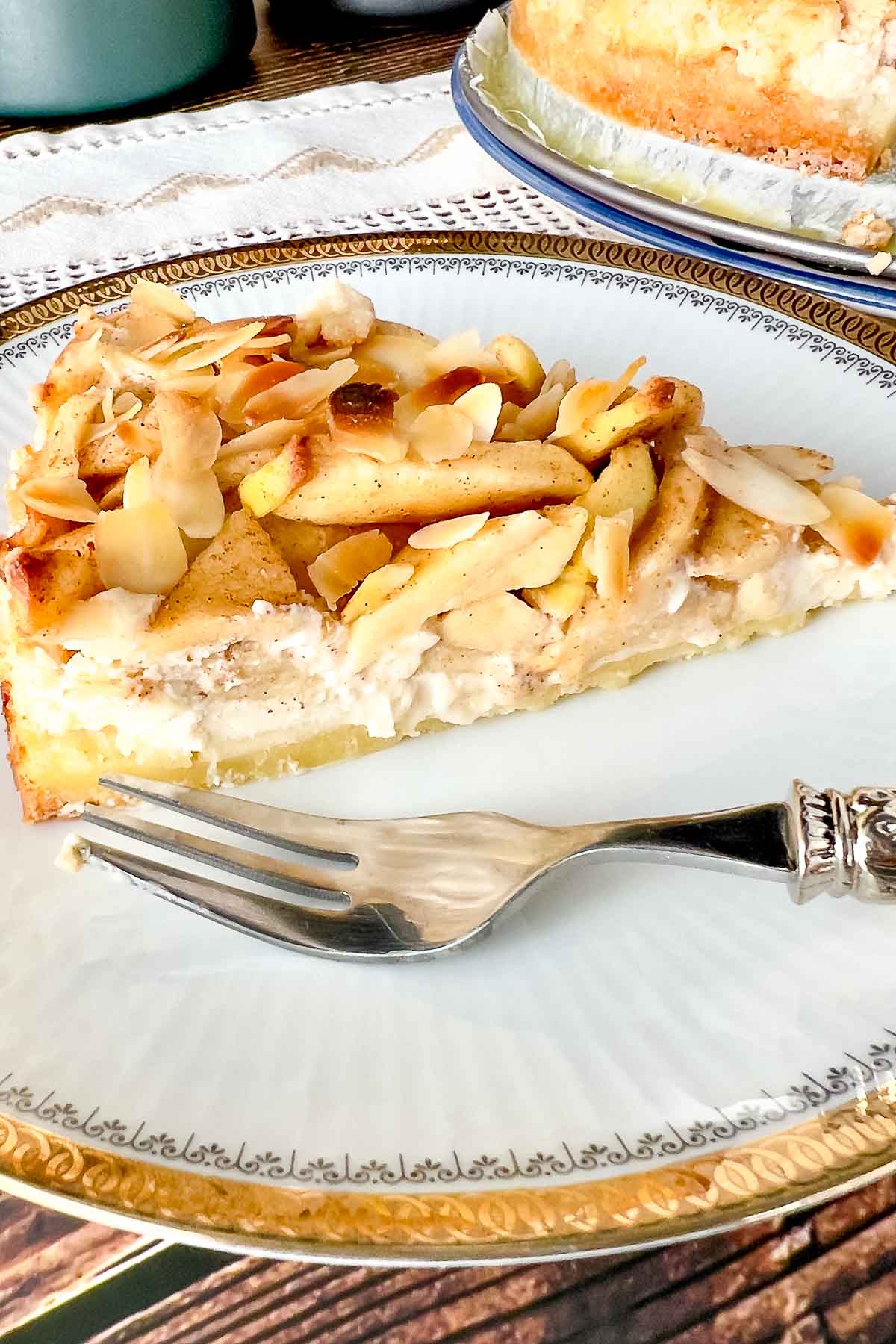 Bavarian apple torte slice.